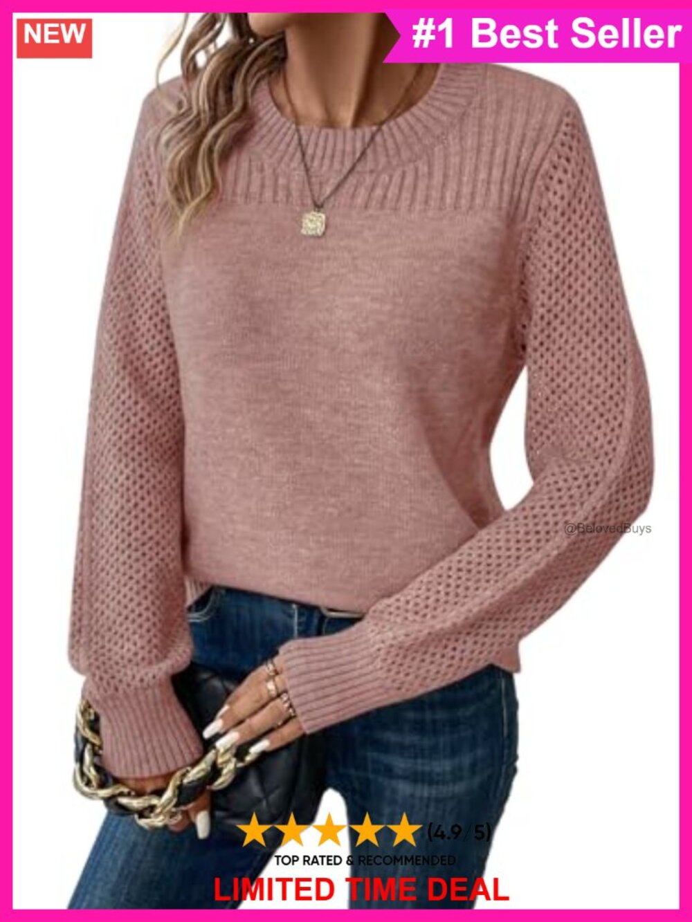 RICHSTORY Women's Crew Neck Long Sleeve Knit Pullover Sweater